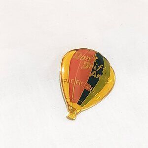Pacific Bell Advertising Don't Drift Away Hot Air Balloon Lapel Pin 1" Vintage